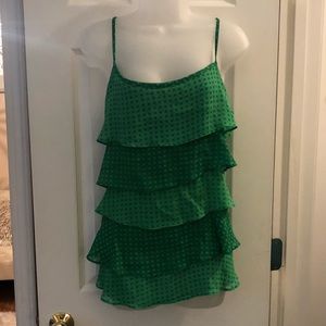 New York and Co. Green Ruffles Tank Top